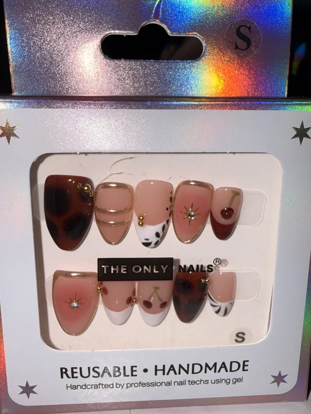 The Only Nails Reusable Handmade Press On Nails - Pink, Brown, White, Gold